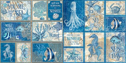 Graphic 45 Ocean Blue Ephemera Cards - (16) 4"X6" & (16) 3"X4"