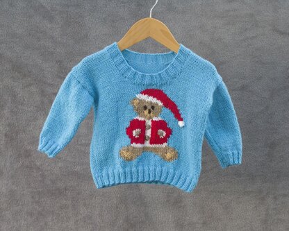 P169 Christmas Teddy Motif Jumper