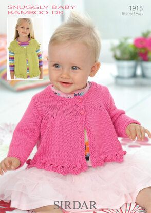 Girls and Babies Round Neck Cardigans in Sirdar Snuggly Baby Bamboo DK - 1915 - Downloadable PDF