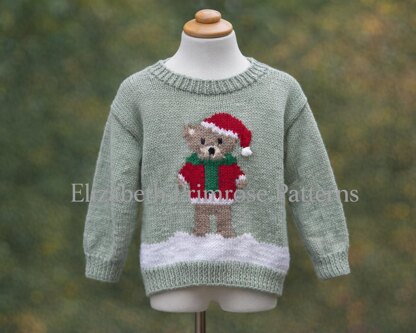 Children’s Freddy the Teddy Bear Intarsia Jumper Knitting Pattern - Elizabeth Primrose Patterns (P181)
