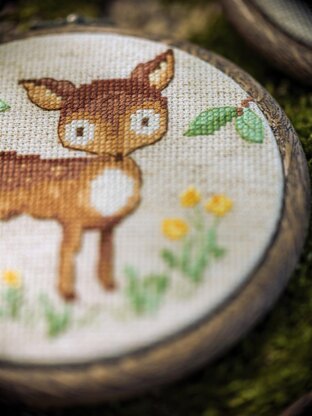 Vervaco Miniature Forest Animals Set Of 3 Cross Stitch Kit - 10cm X 10cm/4in X 4in