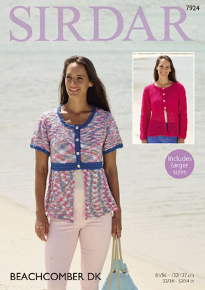 Short and Long Sleeved Cardigans in Sirdar Beachcomber DK - 7924 - Downloadable PDF