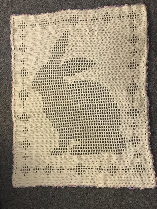 Large Filet Crochet Bunny Blanket