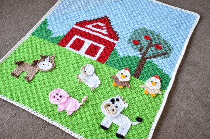 Farm animal friends applique blanket