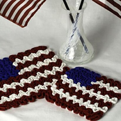 Wiggly July 4th Flag Hot Pad and Coaster