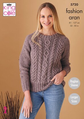 Sweater and Cardigan Knitted in King Cole Fashion Aran - 5720 - Downloadable PDF