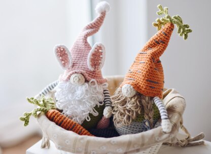 Two Easter Gnomes with a Carrot Crochet Pattern