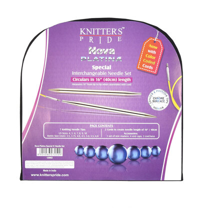Knitter's Pride Nova Platina Special Interchangeable Needle Tips 16" (Deluxe Set - 7 pairs)