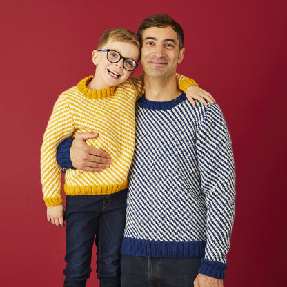 " Zig Zag Fairisle Sweater " - Free Sweater Knitting Pattern For Boys and Men in Paintbox Yarns Wool Mix Aran by Paintbox Yarns