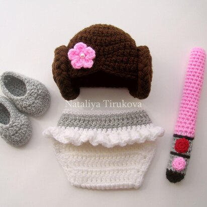 Princess Leia Baby Hat and Diaper Cover Set