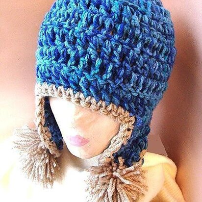 195 Adult Pom Pom Earflap Hat