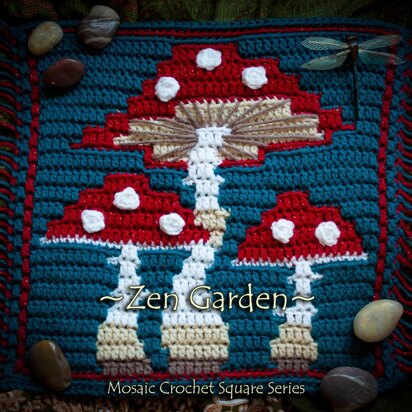 Zen Garden Mosaic Square - Mushrooms