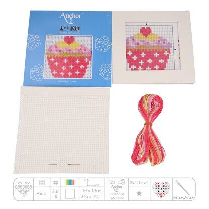 Anchor 1st Kit - Cupcake Cross Stitch Kit - 15cm x 15cm