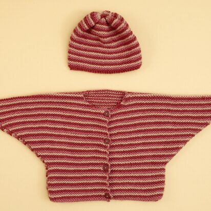 Knit Pink Bubblegum Baby Set in Lion Brand Vanna's Choice - 60699AD