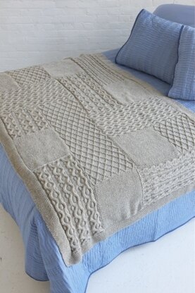 Aran Knit Sampler Afghan in Lion Brand Fishermen's Wool - 80801AD