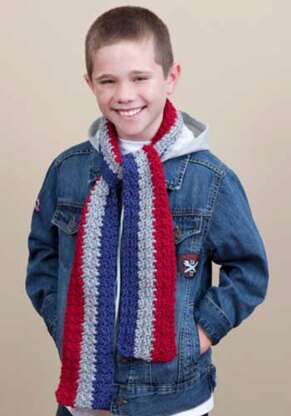 School Stripes Scarf in Red Heart Soft Solids - LW2820