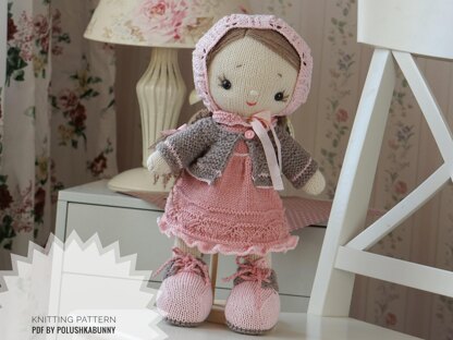 Doll clothes Knitting Pattern Outfit Shabby Chic Style for doll, lamb, bunny, kitty