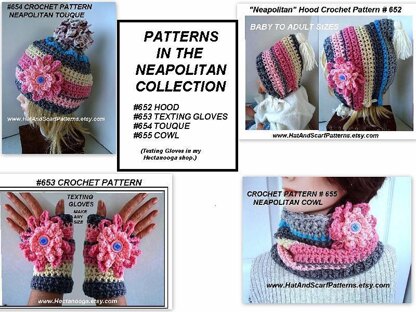 655 CROCHET COWL and flower, Neapolitan