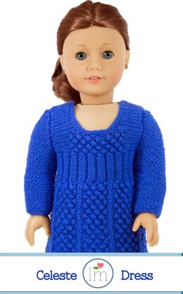 Celeste Dress for 18 inch dolls. Doll Clothes Knitting Pattern