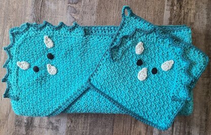 Triceratops Hooded Towel and Matching Washcloth