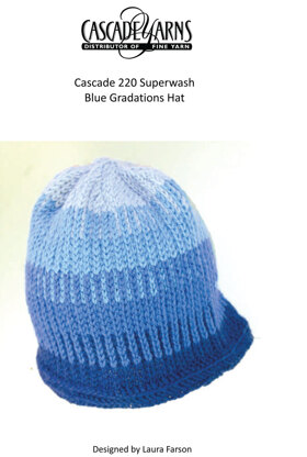 Blue Gradation Hat in Cascade 220 Superwash - W274