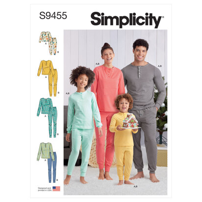 Simplicity Misses', Men's and Children's Knit Pants and Top S9455 - Paper Pattern, Size XS - L / XS - XL