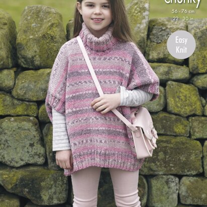 Girls Ponchos in King Cole Drifter Chunky - 4602 - Downloadable PDF