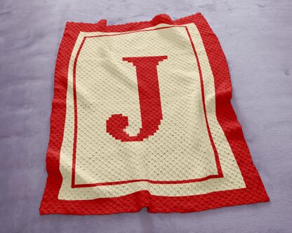 Initial Letter J Blanket C2C Crochet Pattern Alphabet Afghan Jason James Jade Jack Throw
