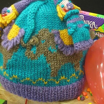 Elephants and Clowns Circus Hat - knitting pattern