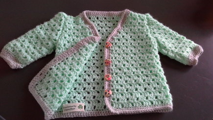 Baby Crochet Green and Grey Cardigan #2