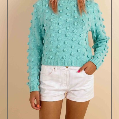 Bubblegum Bobble Sweater - Free Knitting Pattern in Paintbox Yarns Wool Mix Aran