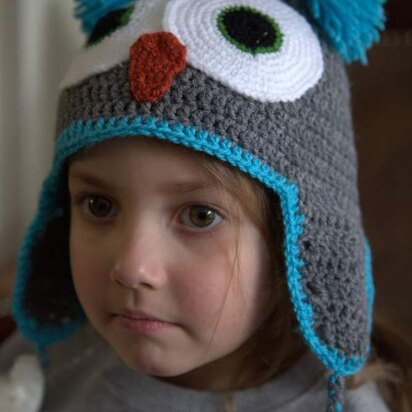 Crochet Owl Hat in Plymouth Yarn Yarnimals - F656