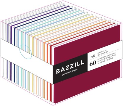Bazzill Value Pack Cards W/Envelopes 4.25"X5.5" 60/Pkg - Brights