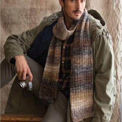 Meandering Rib Scarf in Lion Brand Fishermen's Wool - 70809AD