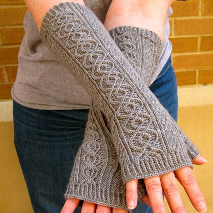 Totally Cabled Long Fingerless Mitts