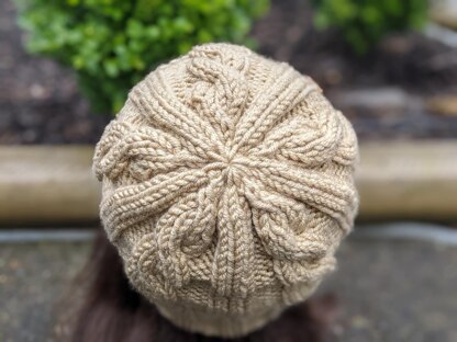 Crème Brûlée Cable Knit on circular needles Hat