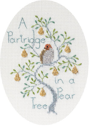 Derwentwater Designs A Partridge in a Pear Tree Card Cross Stitch Kit - 12.5cm x 18cm