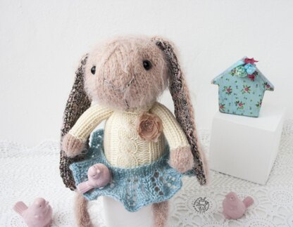 Pink cute Bunny knitted flat