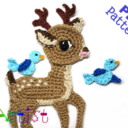 Deer crochet applique pattern