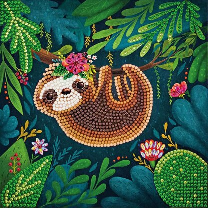 Crystal Art Card - Sloth Diamond Painting Kit - 7" x 7"