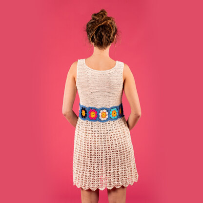 Granny Square Tile Dress - Free Dress Crochet Pattern For Women in Paintbox Yarns Cotton 4 ply by Paintbox Yarns