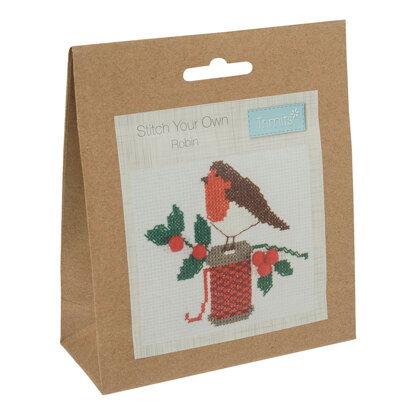 Trimits Counted Cross Stitch Kit: Robin Cross Stitch Kit - 13 x 13cm