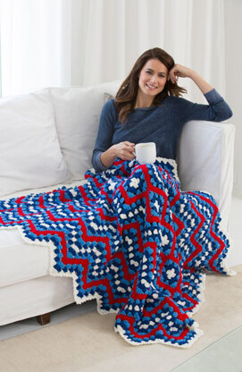 Patriotic Pride Throw in Red Heart Super Saver Economy Solids - LW4601 - Downloadable PDF