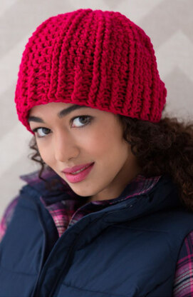 Ridged Crochet Hat in Red Heart Super Saver Economy Solids - LW4647 -  Downloadable PDF