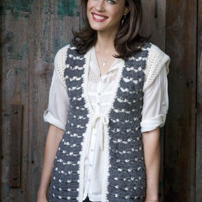 Grey Splendor Vest in Red Heart Shimmer Solids - LW2903