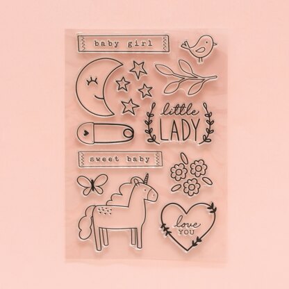 American Crafts Pebbles Peek-A-Boo You Clear Stamps - Girl