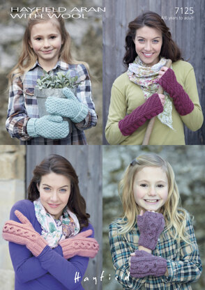 Mittens & Wrist Warmers in Hayfield Aran with Wool - 7125