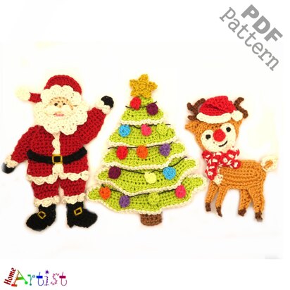 Christmas set crochet applique
