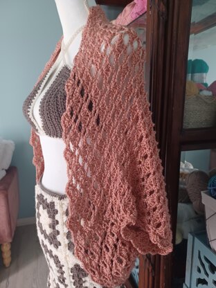 Coral Shell Stitch Crochet Lace Shrug-Cardigan