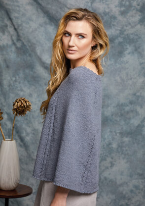 Eggplant Poncho in Rowan Denim Revive - ZB298-00010-DE - Downloadable PDF